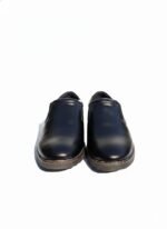 Black genuine leather slip-on shoes for men
