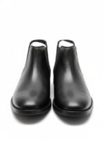 Black genuine leather Chelsea boots for men