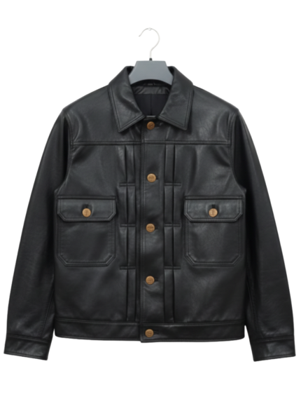 Men’s Black Classic Leather Utility Jacket