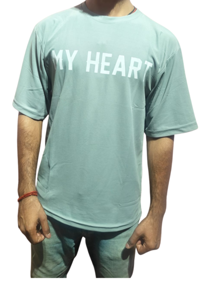 MY HEART Sky Blue Oversized Half Sleeve T-Shirt for Men